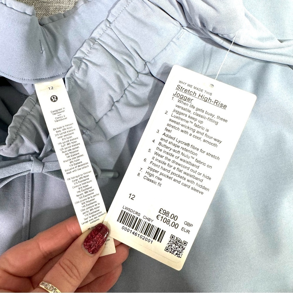 Lululemon Stretch High Rise Jogger Pants Chambray Blue Size 12 NWT - Picture 9 of 9